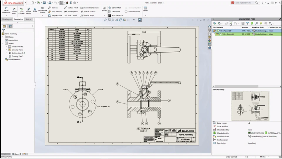 screenshot of SolidWorks Enterprise PDM